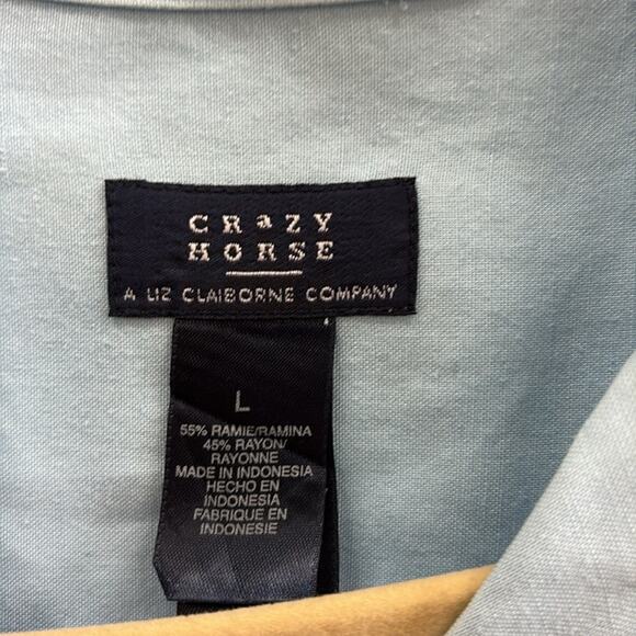 Liz Claiborne Crazy Horse women’s large Light Blue button down Top blouse - Picture 2 of 5